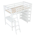 Twin Loft Bed With Desk,Ladder,Shelveswhite White Pine