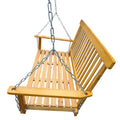 Front Porch Swing With Armrests, Wood Bench Swing With Hanging Chains,For Outdoor Patio ,Garden Yard, Porch, Backyard, Or Sunroom,Easy To Assemble,Teak Teak Solid Wood