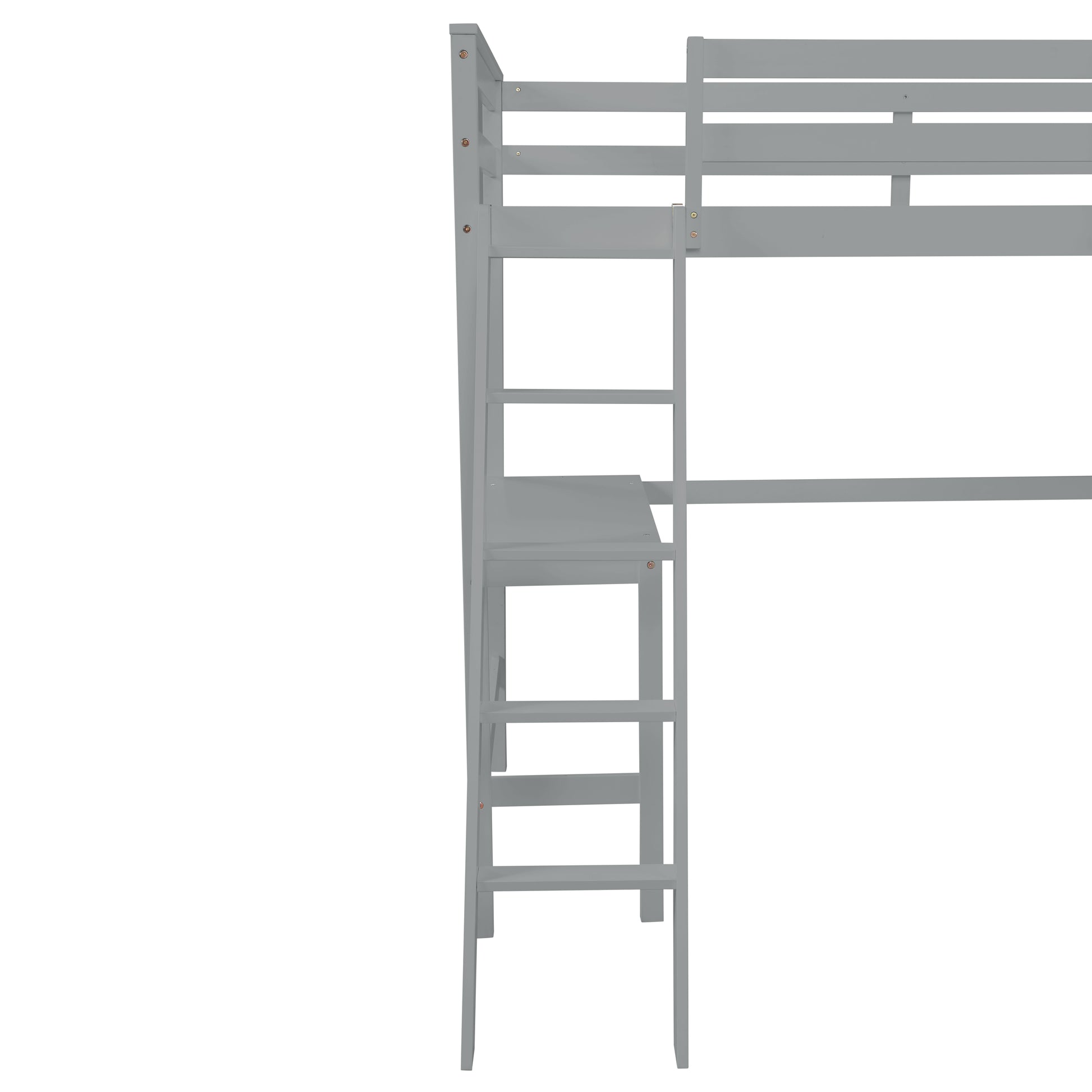 Loft Bed Twin With Desk,Ladder,Shelvesgrey Grey Pine