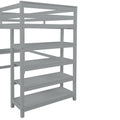 Loft Bed Twin With Desk,Ladder,Shelvesgrey Grey Pine