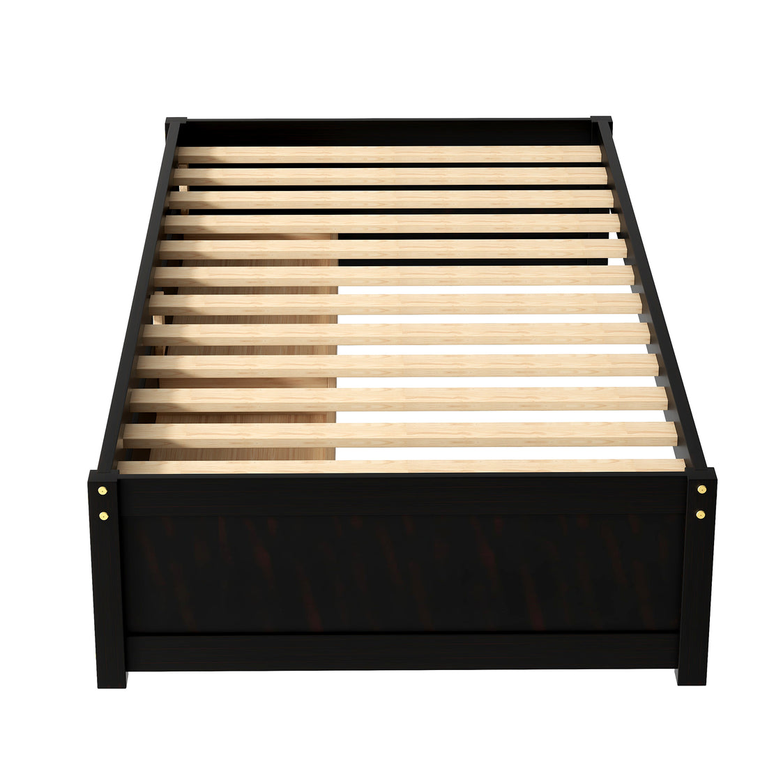 Twin Bed With 2 Drawers, Solid Wood, No Box Spring Needed ,Espresso Old Sku:W50441670 Twin Espresso Pine