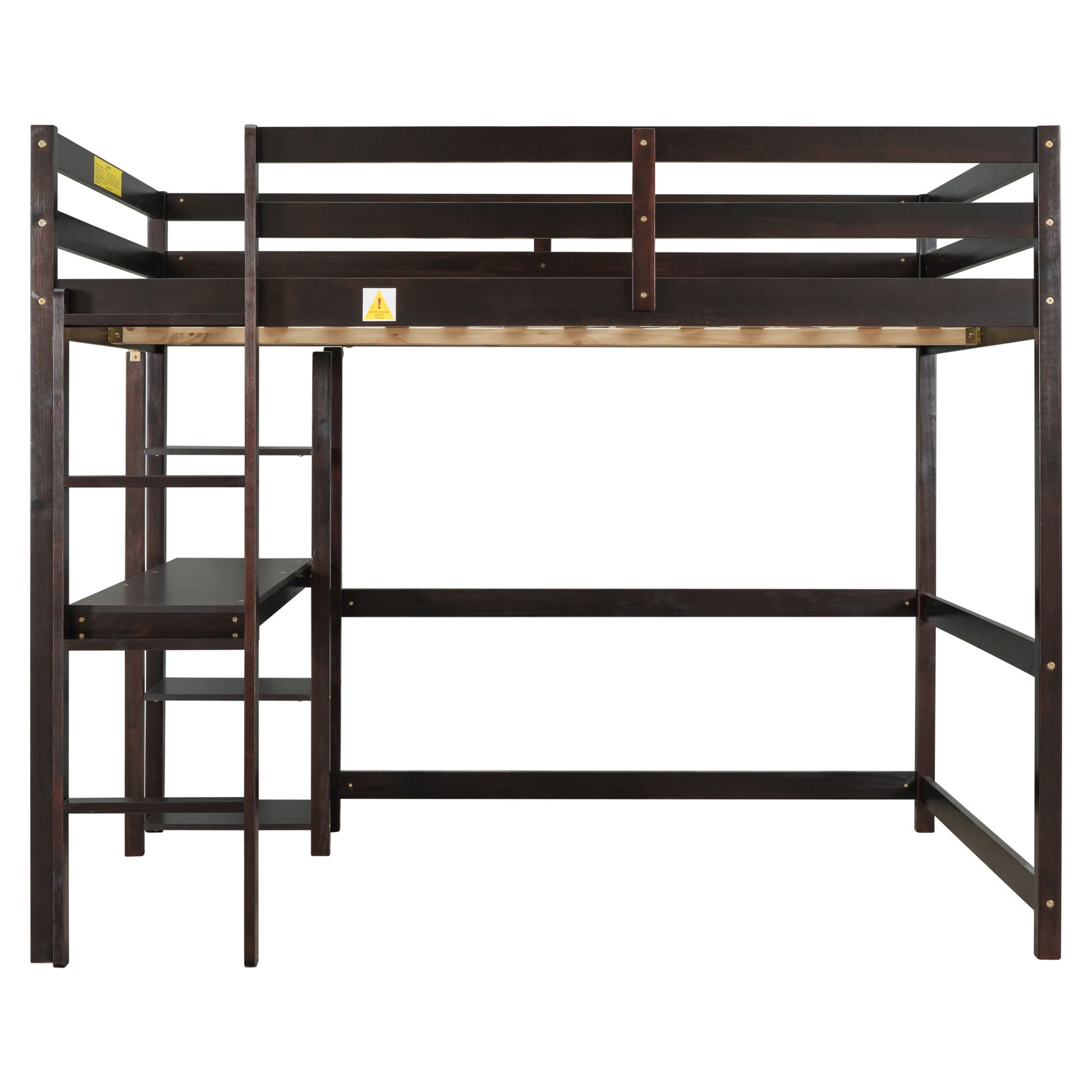 Full Loft Bed With Desk And Shelves,Espresso Espresso Pine