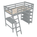 Loft Bed Twin With Desk,Ladder,Shelvesgrey Grey Pine