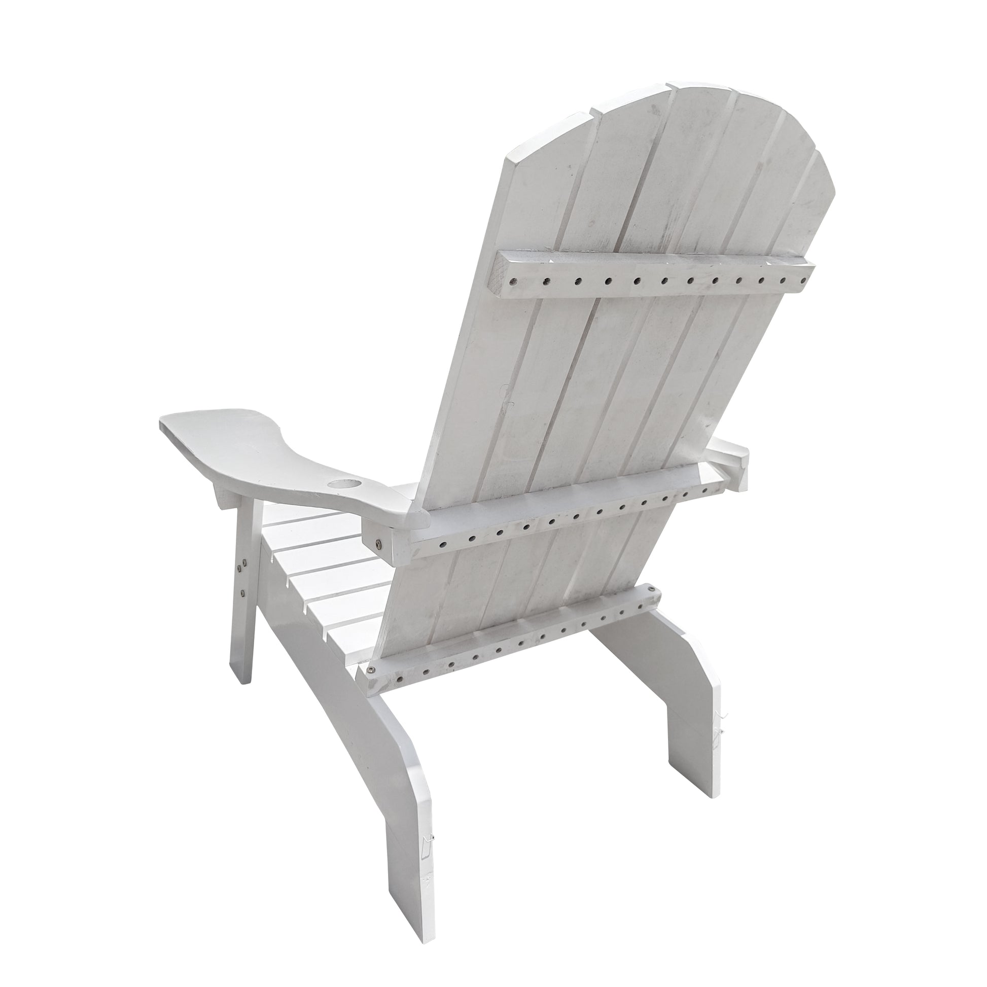 Outdoor Or Indoor Wood Adirondack Chair With An Hole To Hold Umbrella On The Arm ,White White Solid Wood