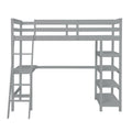 Loft Bed Twin With Desk,Ladder,Shelvesgrey Grey Pine