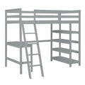 Loft Bed Twin With Desk,Ladder,Shelvesgrey Grey Pine