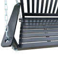 Front Porch Swing With Armrests, Wood Bench Swing With Hanging Chains,For Outdoor Patio ,Garden Yard, Porch, Backyard, Or Sunroom,Easy To Assemble,Black Black Solid Wood