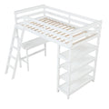 Twin Loft Bed With Desk,Ladder,Shelveswhite White Pine