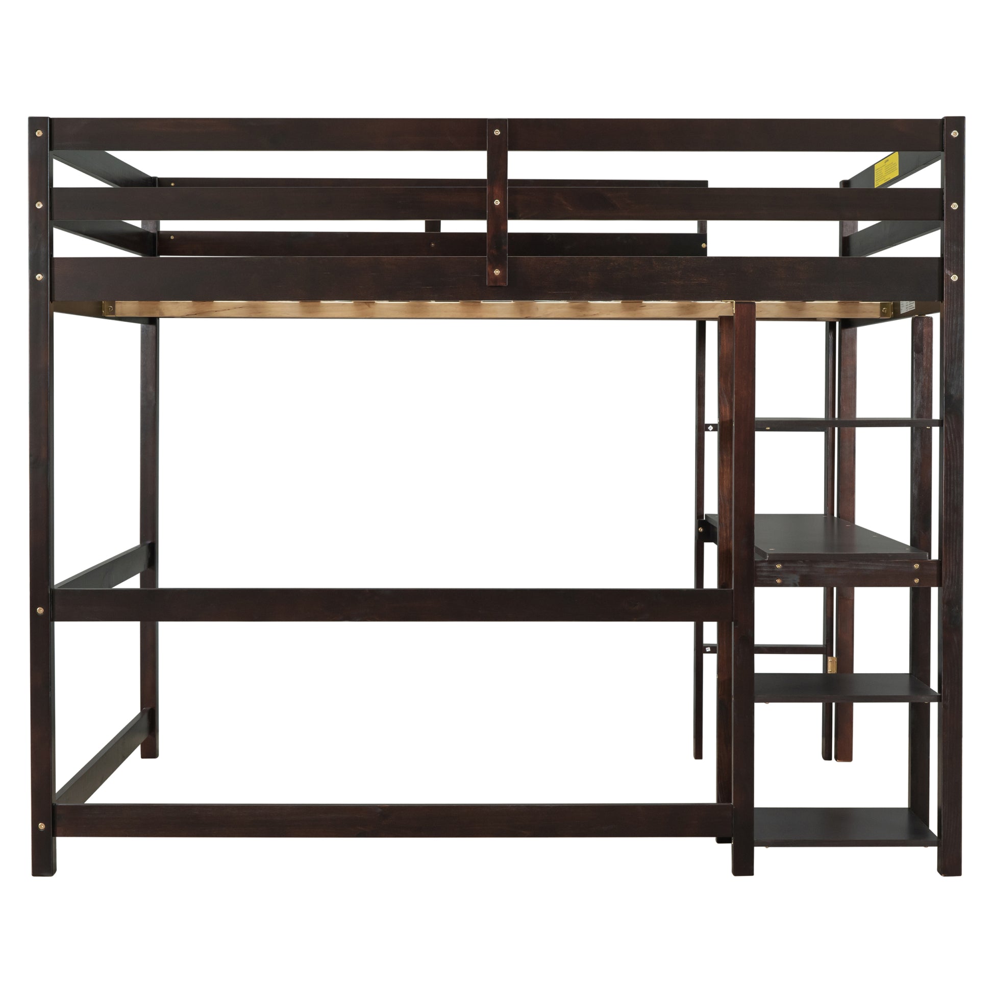 Full Loft Bed With Desk And Shelves,Espresso Espresso Pine