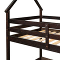 Twin Over Twin Loft Bed With Roof Design, Safety Guardrail, Ladder, Espresso Espresso Pine