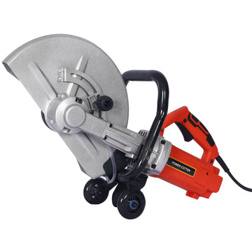Electric 14" Cut Off Saw Wet Dry Concrete Saw Cutter Guide Roller With Water Line Attachment 3000W Without Blade Black And Silver Plastic