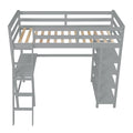 Loft Bed Twin With Desk,Ladder,Shelvesgrey Grey Pine