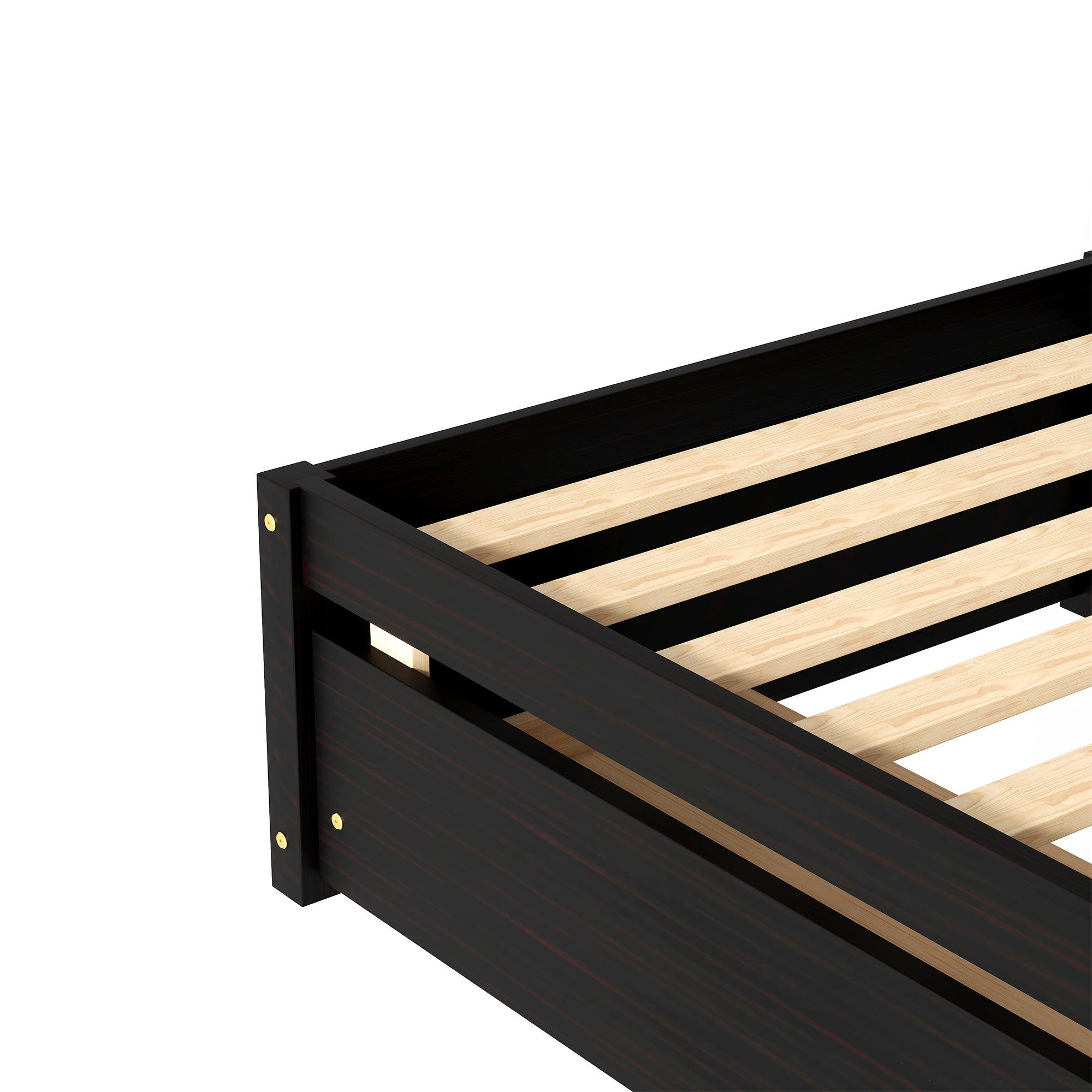 Twin Bed With 2 Drawers, Solid Wood, No Box Spring Needed ,Espresso Old Sku:W50441670 Twin Espresso Pine