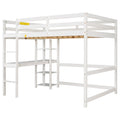 Full Loft Bed With Desk And Shelves,White White Pine