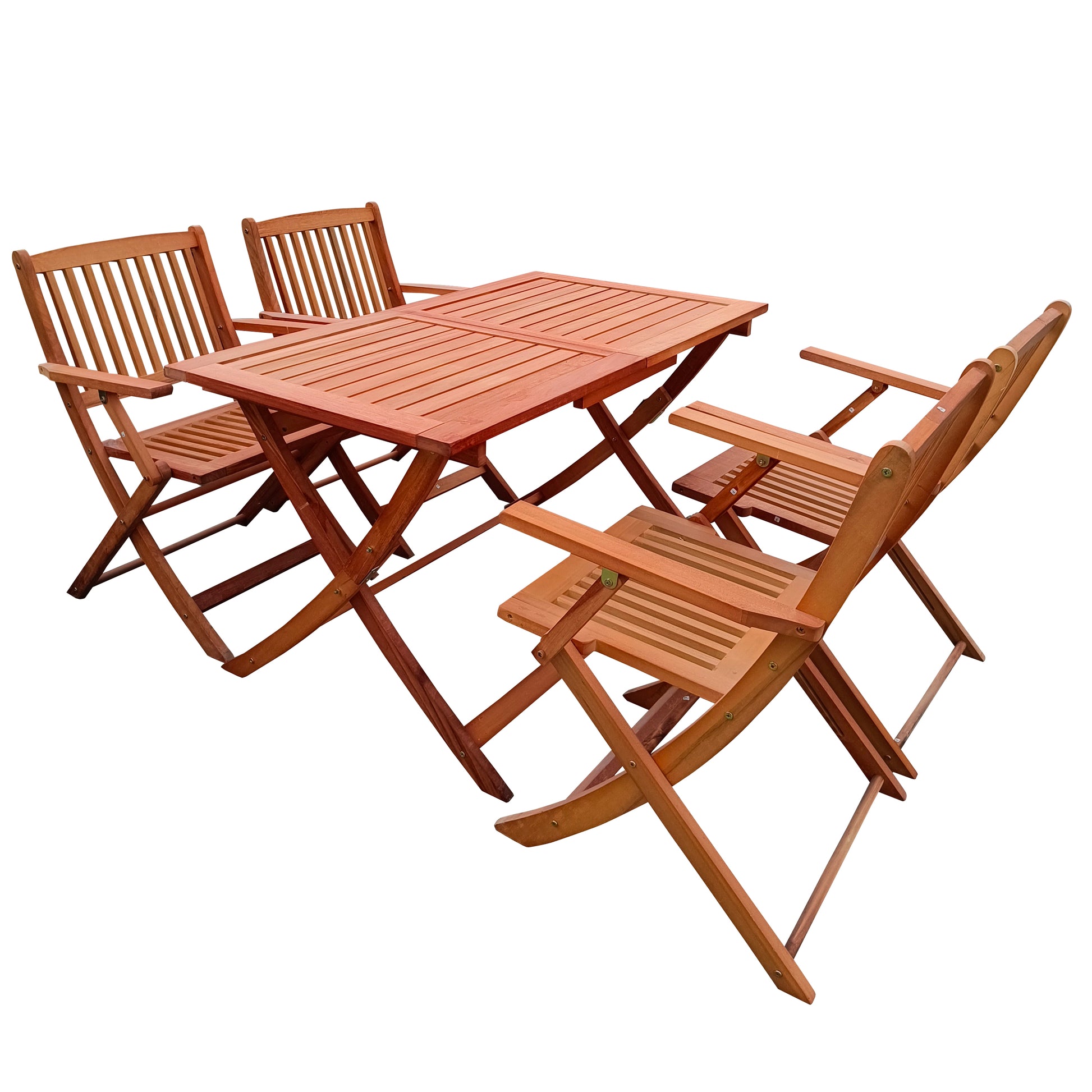 Foldable Patio Dining Set, 4 Folding Chairs & 1 Dining Table, Indoor And Outdoor Universal,Teak Oak Solid Wood