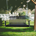Front Porch Swing With Armrests, Wood Bench Swing With Hanging Chains,For Outdoor Patio ,Garden Yard, Porch, Backyard, Or Sunroom,Easy To Assemble,Black Black Solid Wood