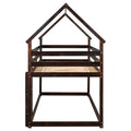 Twin Over Twin Loft Bed With Roof Design, Safety Guardrail, Ladder, Espresso Espresso Pine