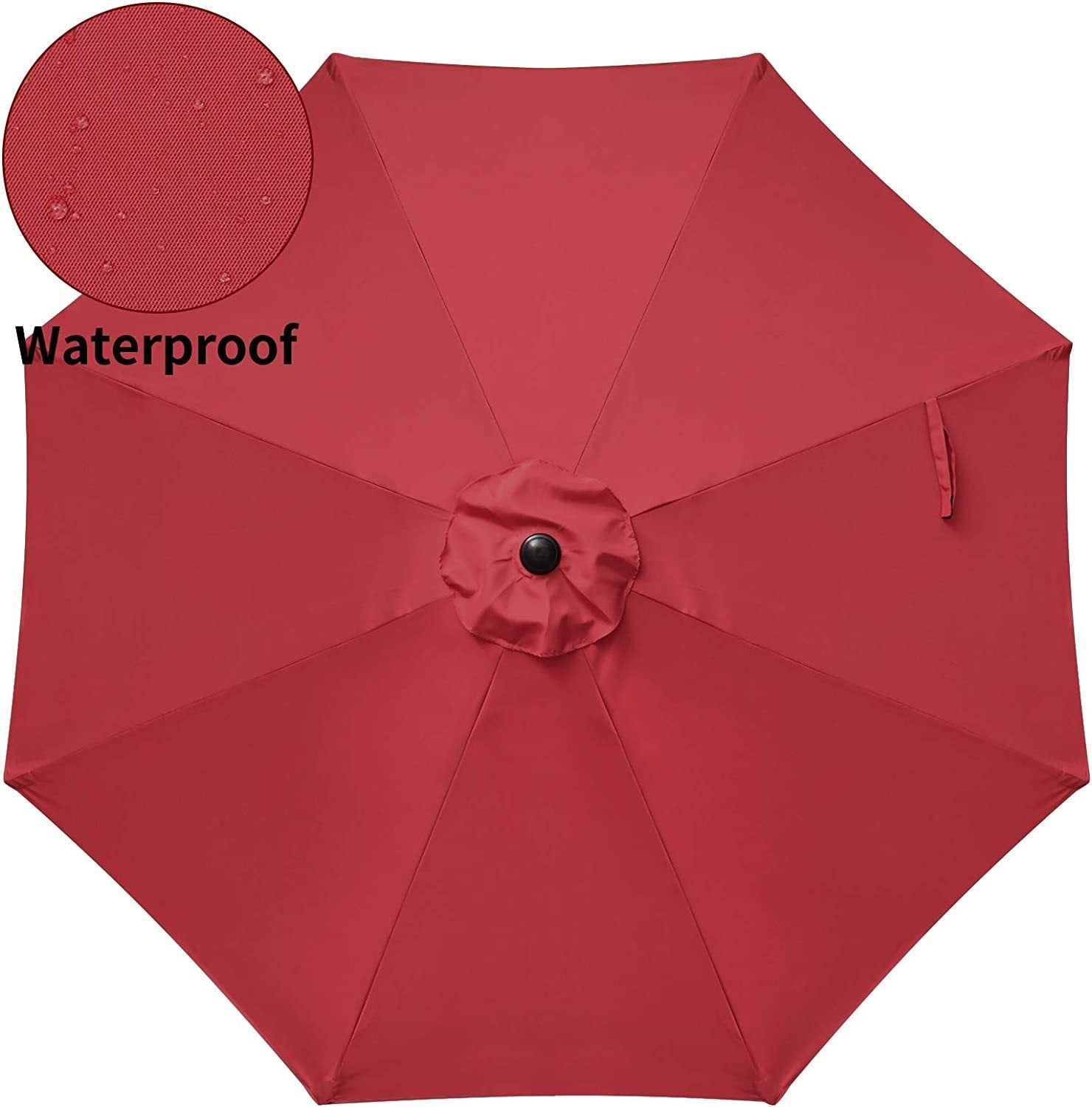 Simple Deluxe 9Ft Outdoor Market Table Patio Umbrella With Button Tilt, Crank And 8 Sturdy Ribs For Garden, Red Red Seats 8 Stainless Steel