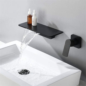 Waterfall Bathroom Sink Faucet Matte Black Brass