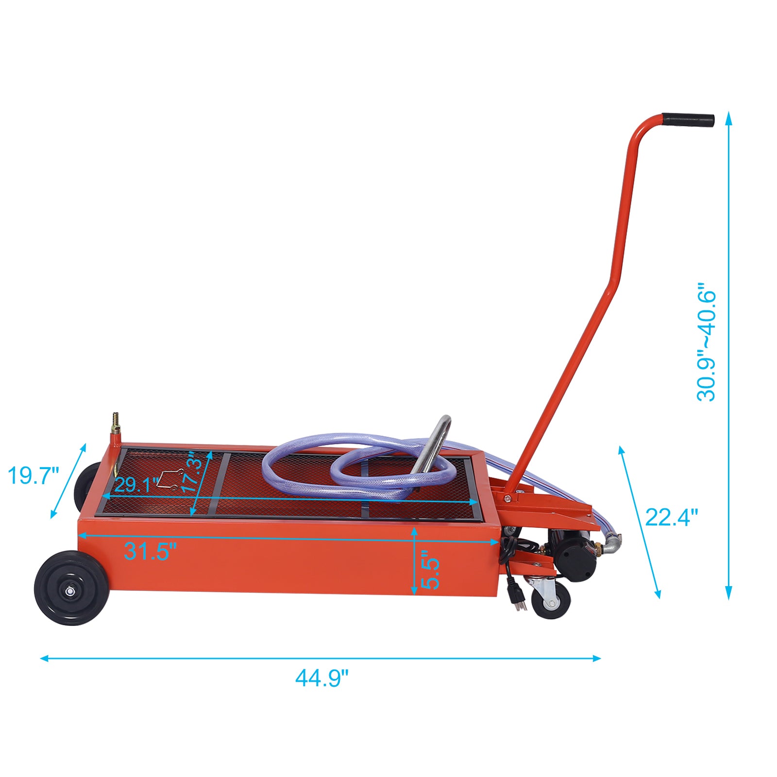 17 Gallon Low Profile Oil Drain With Electric Pump Red Steel