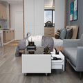 Modern Smart Coffee Table With Built In Fridge, Outlet Protection,Wireless Charging, Mechanical Temperature Control, Power Socket, Usb Interface And Ice Water Interface, White White Built In Outlets Or Usb Primary Living Space Luxury,Modern Freestanding