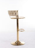 Set Of 2 Bar Stools,With Chrome Footrest And Base Swivel Height Adjustable Mechanical Lifting Velvet Golden Leg Simple Bar Stool Cream Cream Foam Fabric