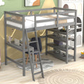 Loft Bed Twin With Desk,Ladder,Shelvesgrey Grey Pine