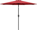 Simple Deluxe 9Ft Outdoor Market Table Patio Umbrella With Button Tilt, Crank And 8 Sturdy Ribs For Garden, Red Red Seats 8 Stainless Steel