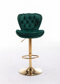 Set Of 2 Bar Stools,With Chrome Footrest And Base Swivel Height Adjustable Mechanical Lifting Velvet Golden Leg Simple Bar Stool Green Green Foam Fabric