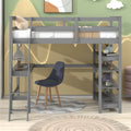 Loft Bed Twin With Desk,Ladder,Shelvesgrey Grey Pine