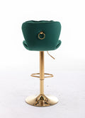 Set Of 2 Bar Stools,With Chrome Footrest And Base Swivel Height Adjustable Mechanical Lifting Velvet Golden Leg Simple Bar Stool Green Green Foam Fabric