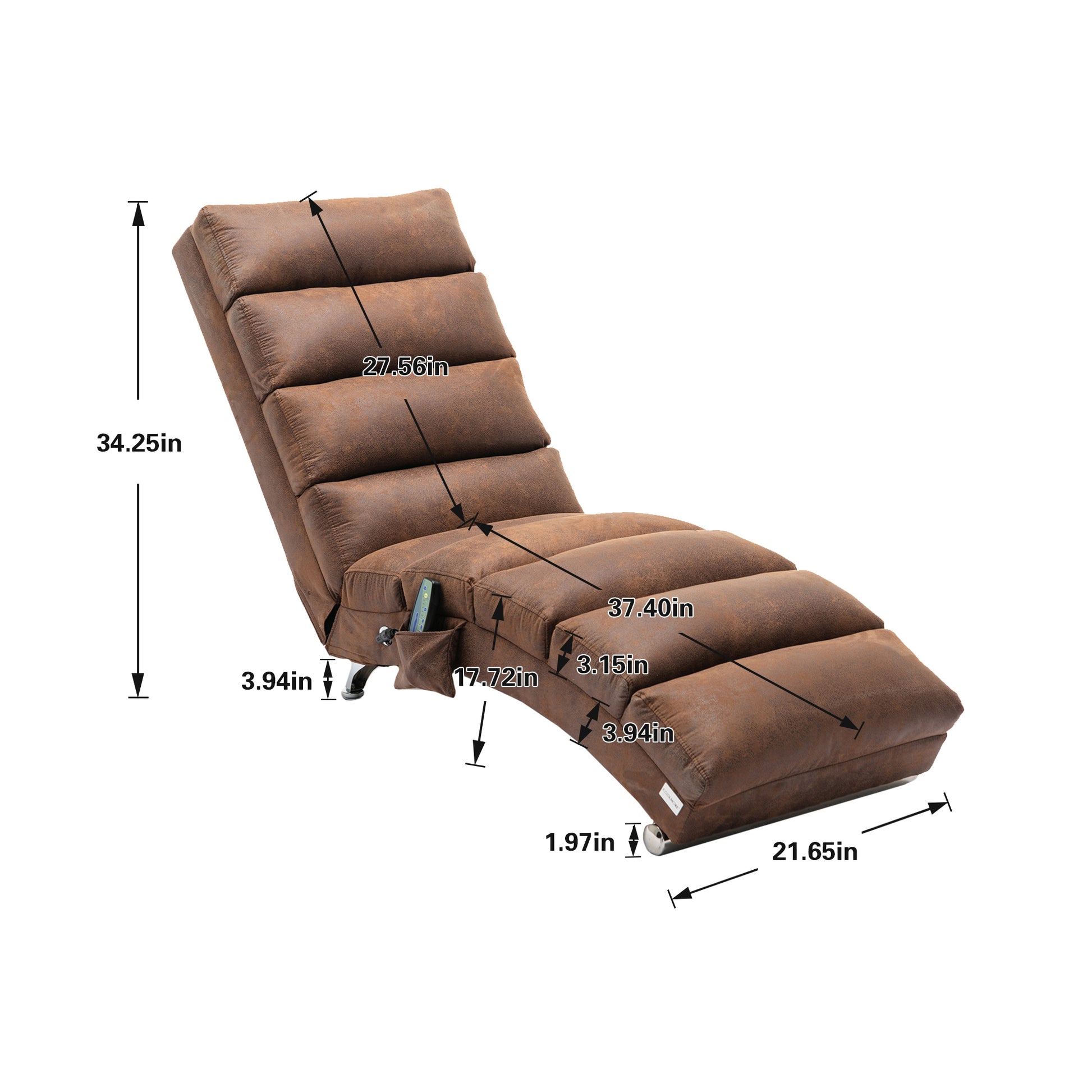 Coolmore Linen Massage Chaise Lounge Indoor With Remote Control,Ergonomic Electric Massage Long Lounger With 5 Modes For Office, Living Room,Bedroom Coffee Coffee Foam Microfiber