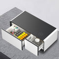 Modern Smart Coffee Table With Built In Fridge, Outlet Protection,Wireless Charging, Mechanical Temperature Control, Power Socket, Usb Interface And Ice Water Interface, White White Built In Outlets Or Usb Primary Living Space Luxury,Modern Freestanding