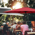 Simple Deluxe 9Ft Outdoor Market Table Patio Umbrella With Button Tilt, Crank And 8 Sturdy Ribs For Garden, Red Red Seats 8 Stainless Steel