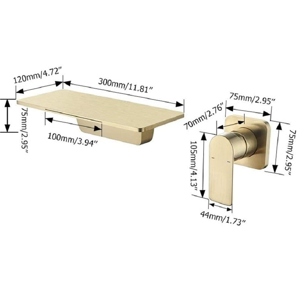 Waterfall Bathroom Sink Faucet Gold Brass