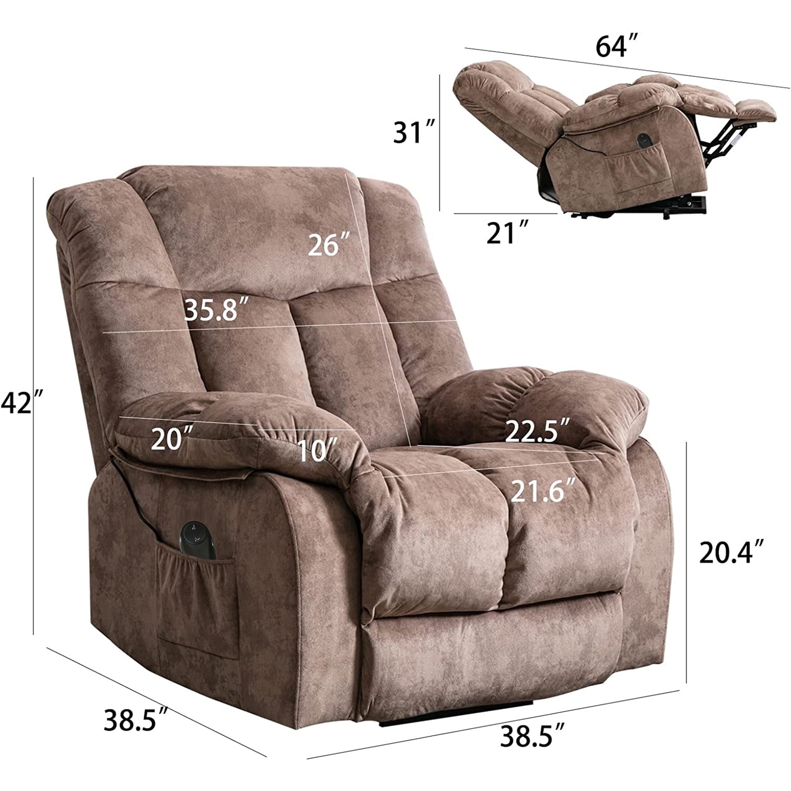 Power Lift Recliner Chair For Elderly Heavy Duty And Safety Motion Reclining Mechanism Fabric Sofa Living Room Chair Camel Fabric