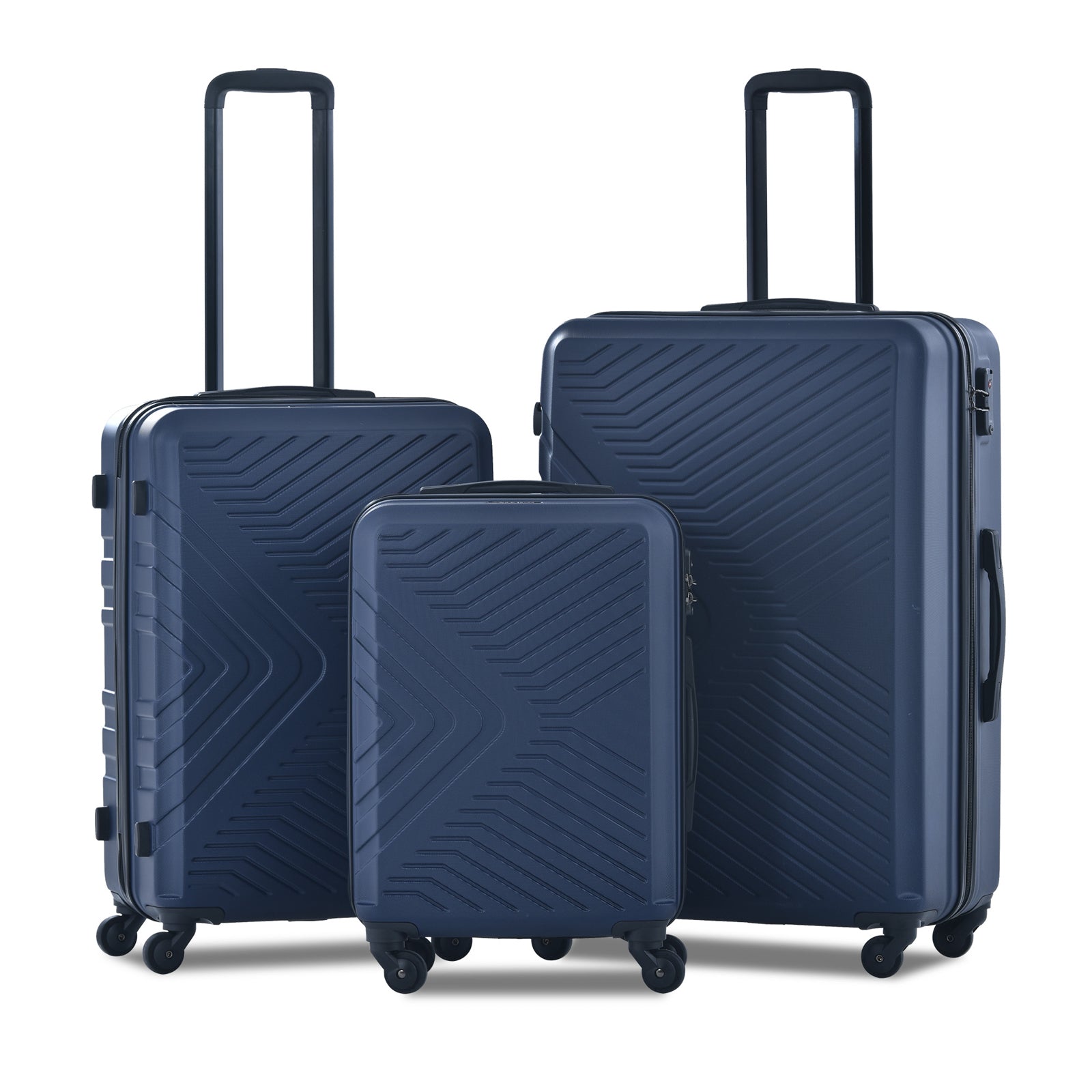 3 Piece Luggage Sets Abs Lightweight Suitcase With Two Hooks, Spinner Wheels, Tsa Lock, 20 24 28 Navy Navy Abs