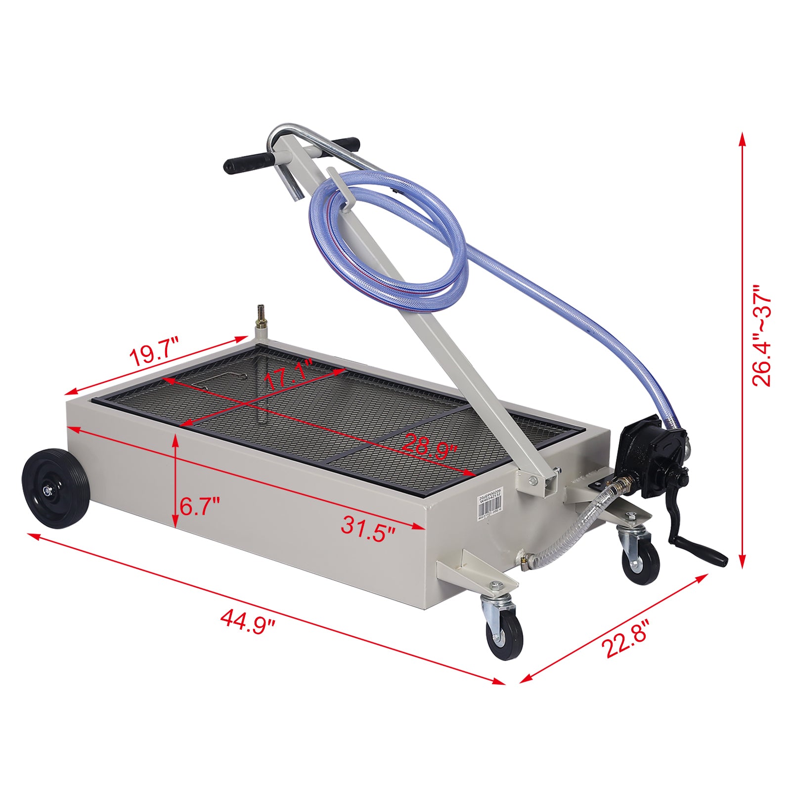 20 Gallon Low Profile Oil Drain With Pump Gray Gray Steel