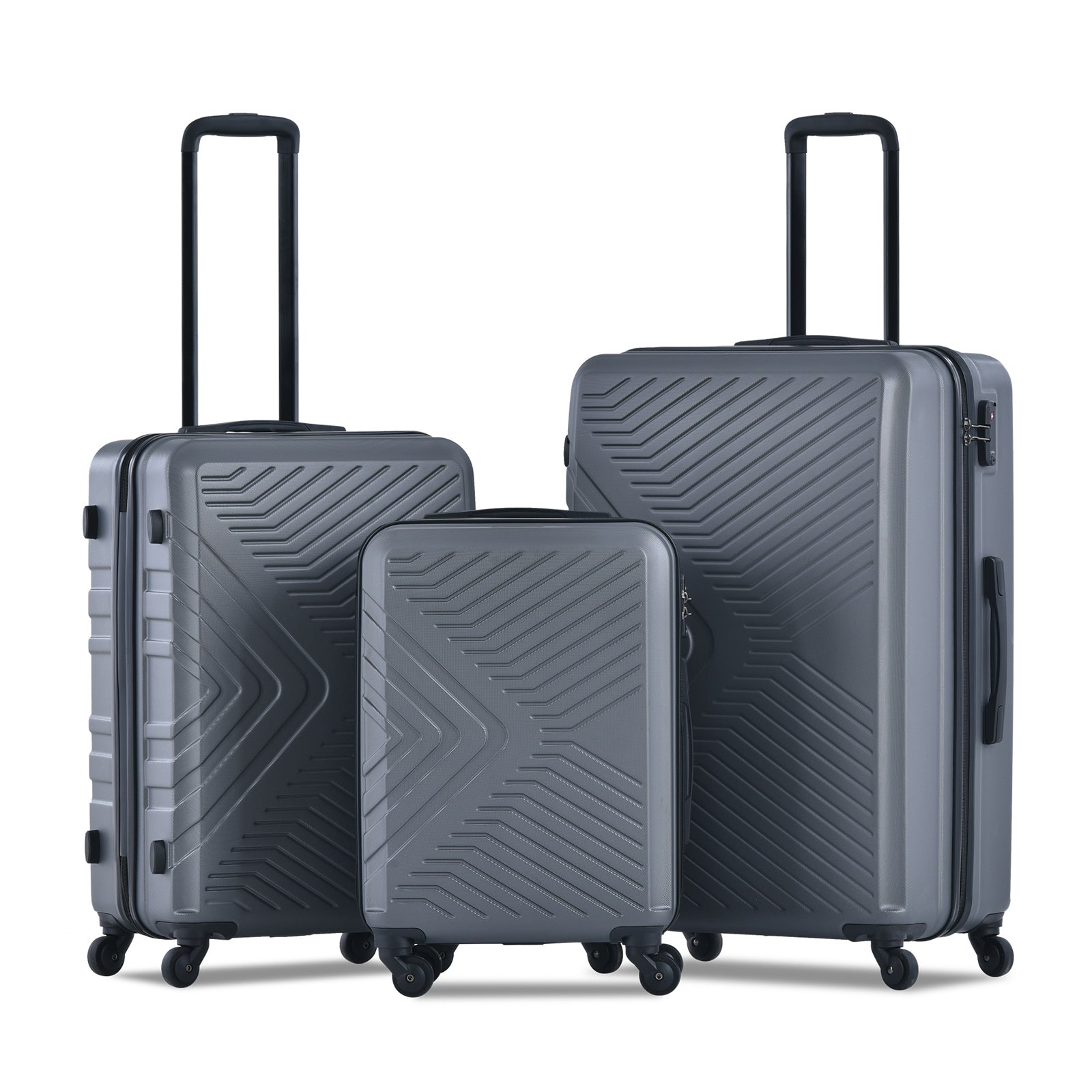 3 Piece Luggage Sets Abs Lightweight Suitcase With Two Hooks, Spinner Wheels, Tsa Lock, 20 24 28 Gray Gray Abs