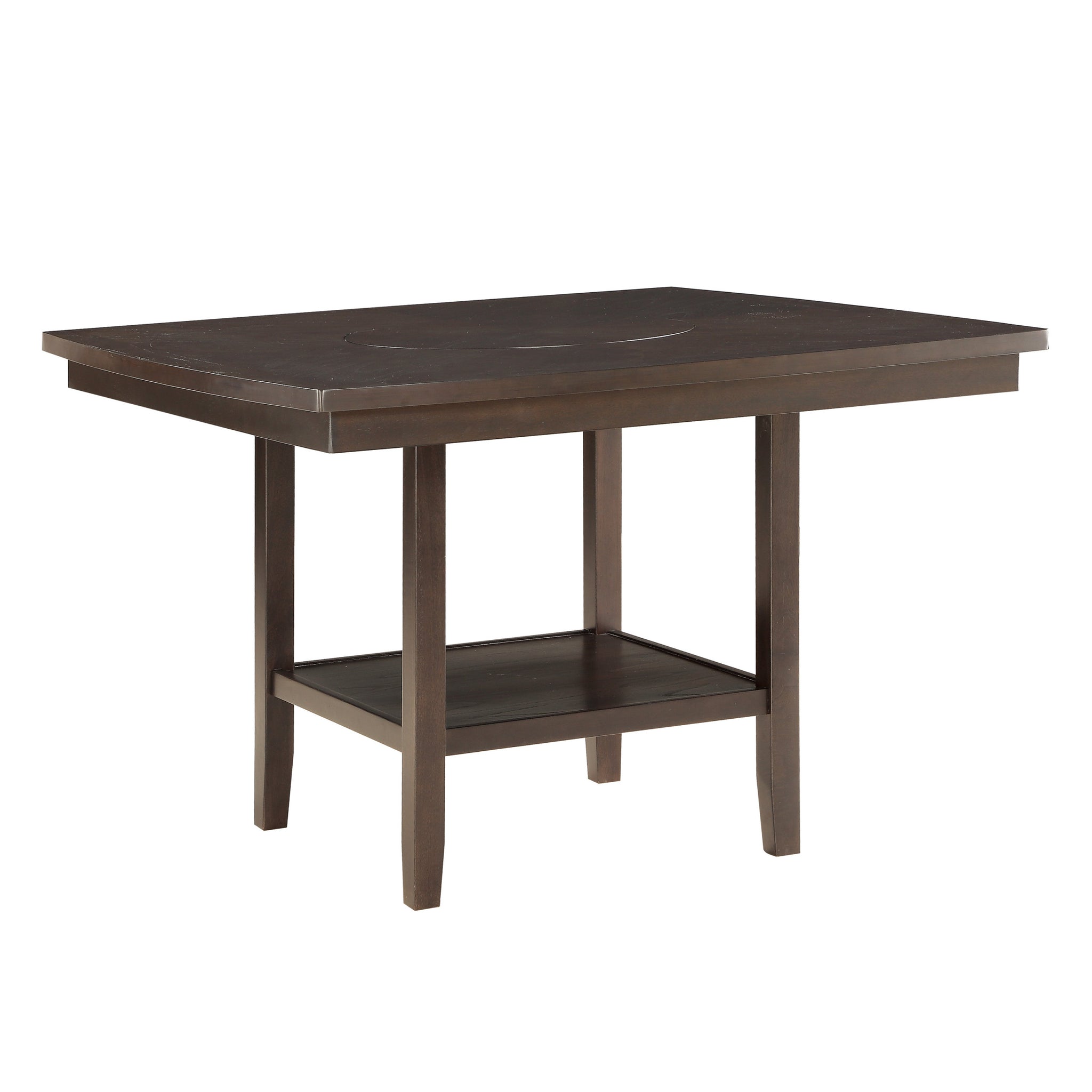 Dark Brown Finish Counter Height Table 1Pc Functional Lazy Susan And Display Shelf Dining Furniture Dark Brown Dining Room Wood