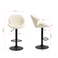 Bar Stools Set Of 2 Adjustable Barstools With Back And Footrest, Counter Height Bar Chairs For Kitchen, Pub Cream Cream Foam Fabric