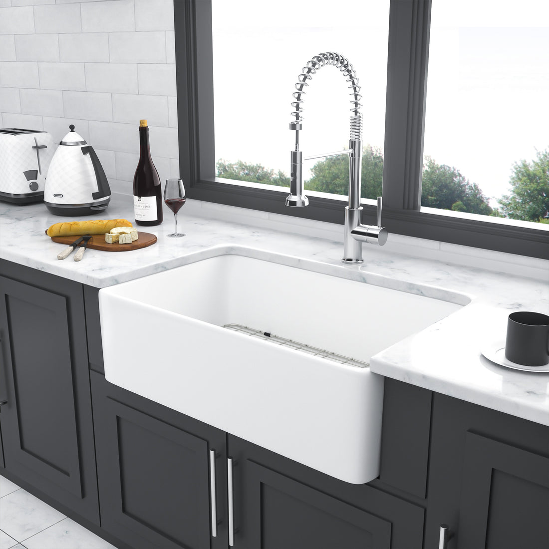 33 Farmhouse Sink 33 Inch White Farmhouse Kitchen Sink Apron Front Ceramic Single Bowl Kitchen Sinks White Ceramic