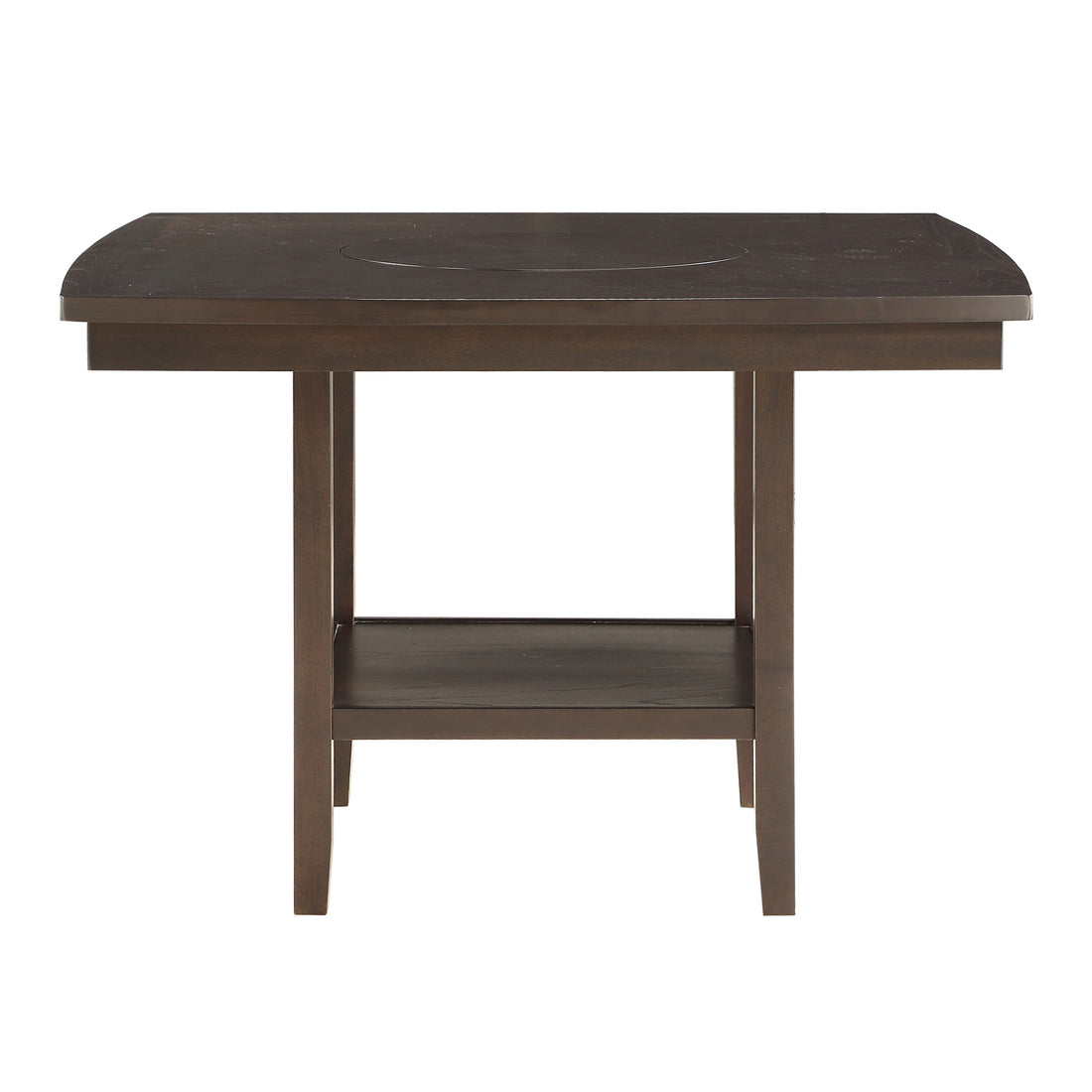 Dark Brown Finish Counter Height Table 1Pc Functional Lazy Susan And Display Shelf Dining Furniture Dark Brown Dining Room Wood