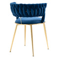 Coolmore Velvet Dining Chairs Set Of 2, Woven Upholstered Dining Chairs With Gold Metal Legs, Modern Accent Chairs For Living Room, Dining Room, Kitchen Navy Velvet Navy Foam Velvet