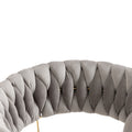 Coolmore Velvet Dining Chairs Set Of 2, Woven Upholstered Dining Chairs With Gold Metal Legs, Modern Accent Chairs For Living Room, Dining Room, Kitchen Grey Velvet Grey Foam Velvet