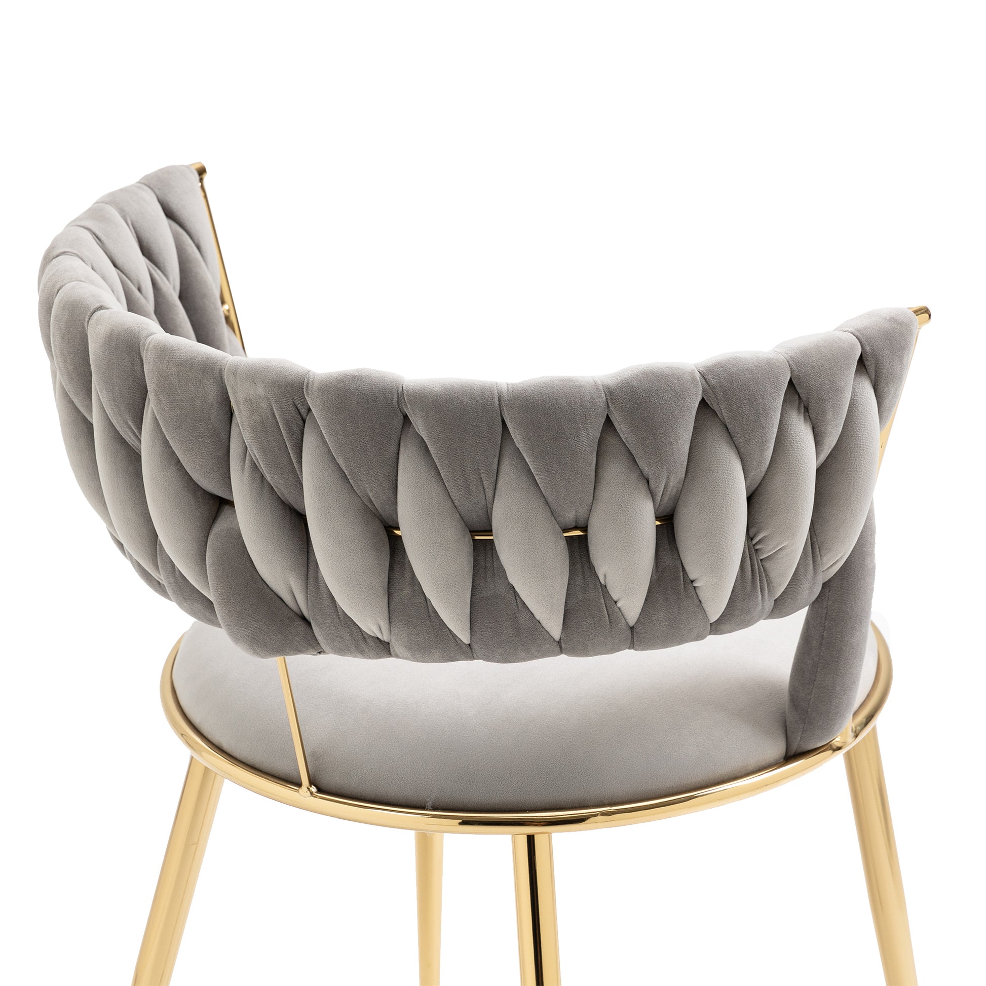 Coolmore Velvet Dining Chairs Set Of 2, Woven Upholstered Dining Chairs With Gold Metal Legs, Modern Accent Chairs For Living Room, Dining Room, Kitchen Grey Velvet Grey Foam Velvet