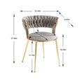 Coolmore Velvet Dining Chairs Set Of 2, Woven Upholstered Dining Chairs With Gold Metal Legs, Modern Accent Chairs For Living Room, Dining Room, Kitchen Grey Velvet Grey Foam Velvet