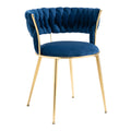 Coolmore Velvet Dining Chairs Set Of 2, Woven Upholstered Dining Chairs With Gold Metal Legs, Modern Accent Chairs For Living Room, Dining Room, Kitchen Navy Velvet Navy Foam Velvet