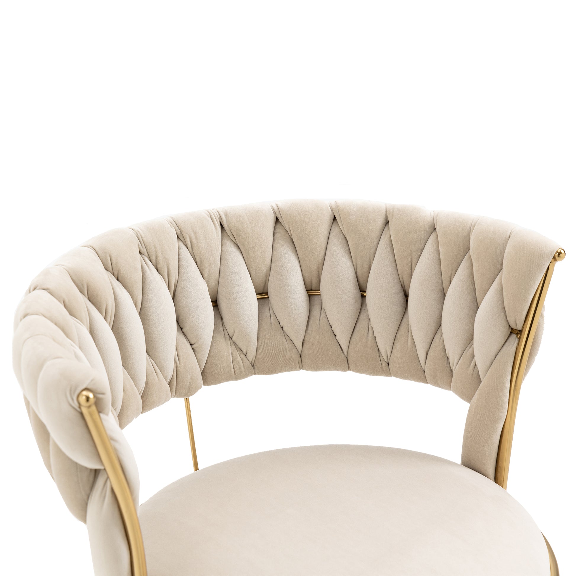 Coolmore Velvet Dining Chairs Set Of 2, Woven Upholstered Dining Chairs With Gold Metal Legs, Modern Accent Chairs For Living Room, Dining Room, Kitchen Ivory Velvet Ivory Foam Velvet