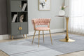 Coolmore Velvet Dining Chairs Set Of 2, Woven Upholstered Dining Chairs With Gold Metal Legs, Modern Accent Chairs For Living Room, Dining Room, Kitchen Pink Velvet Pink Foam Velvet